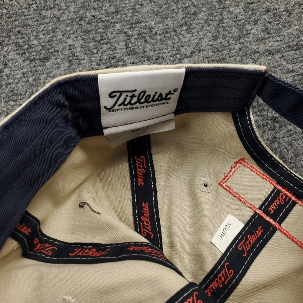 Titleist FootJoy FJ Pro V1 Hat Cap Jr Youth Strap Back Golf Spellout Script Tan - Picture 8 of 11